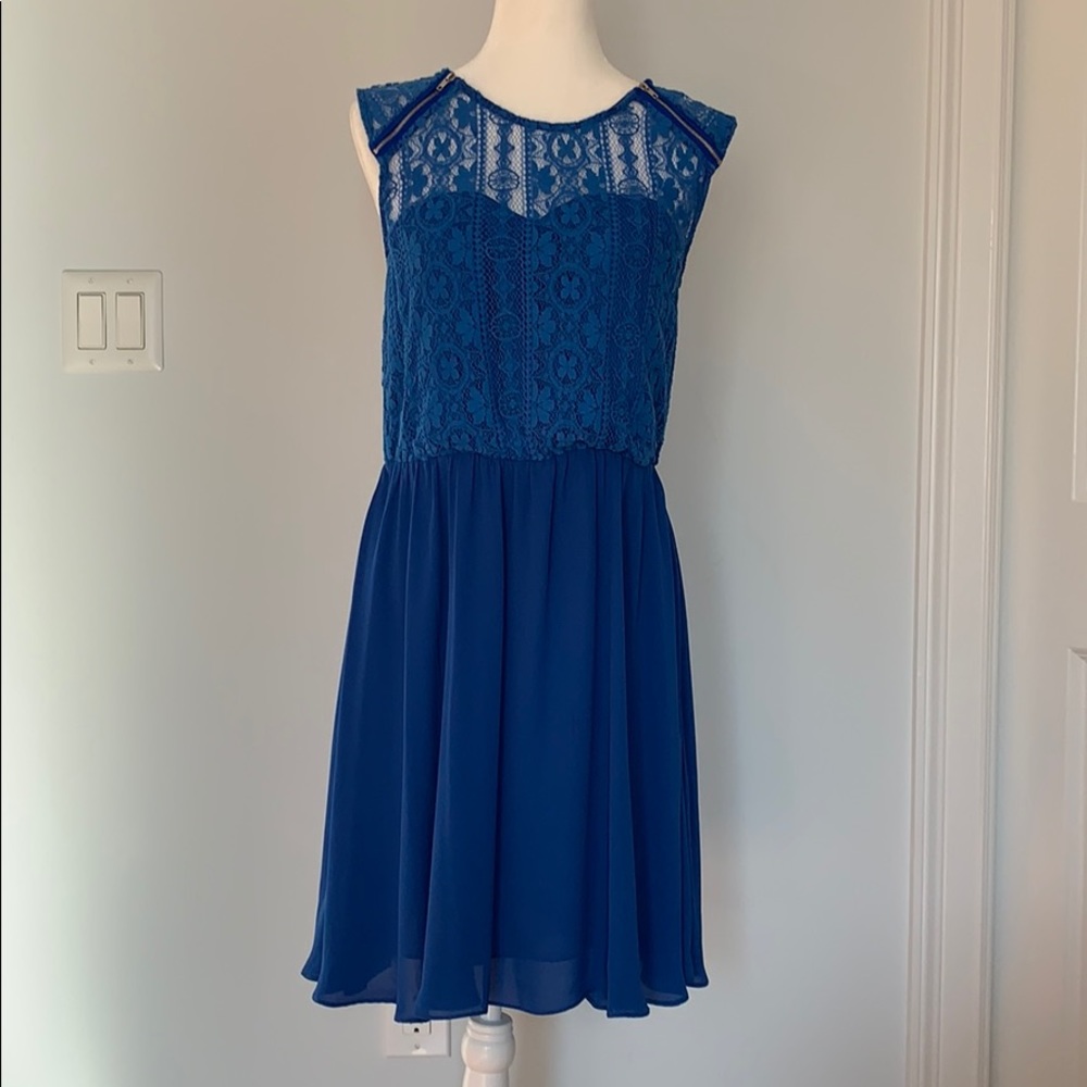 W118 BY WALTER BAKER MIDI BLUE DRESS